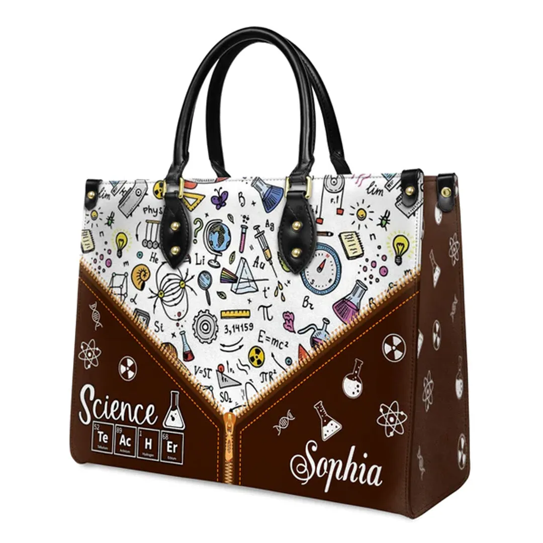 Christianartbag Teacher Bags, Custom Leather Handbags for Teachers, Gift For Teacher, Design Handbag, Science Teacher Chemical Elements Handbag, CAB06281223.