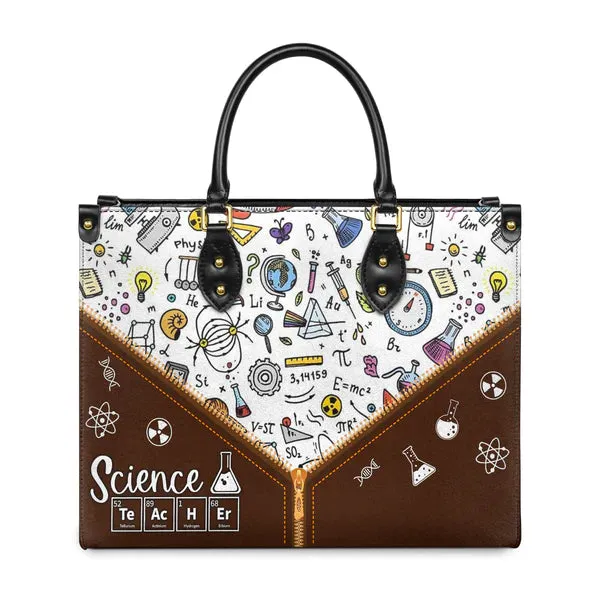 Christianartbag Teacher Bags, Custom Leather Handbags for Teachers, Gift For Teacher, Design Handbag, Science Teacher Chemical Elements Handbag, CAB06281223.