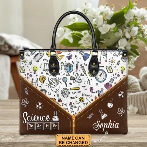Christianartbag Teacher Bags, Custom Leather Handbags for Teachers, Gift For Teacher, Design Handbag, Science Teacher Chemical Elements Handbag, CAB06281223.