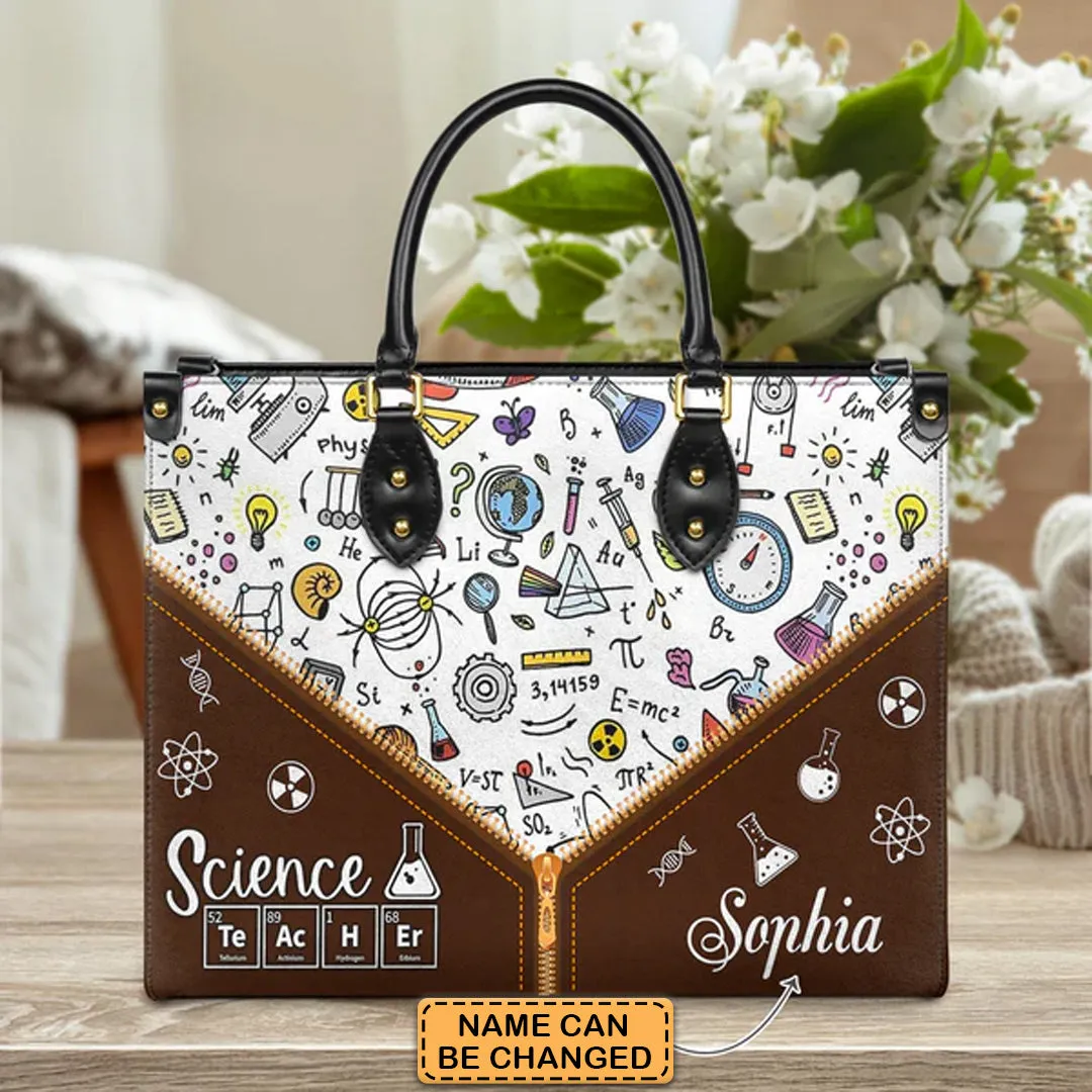 Christianartbag Teacher Bags, Custom Leather Handbags for Teachers, Gift For Teacher, Design Handbag, Science Teacher Chemical Elements Handbag, CAB06281223.