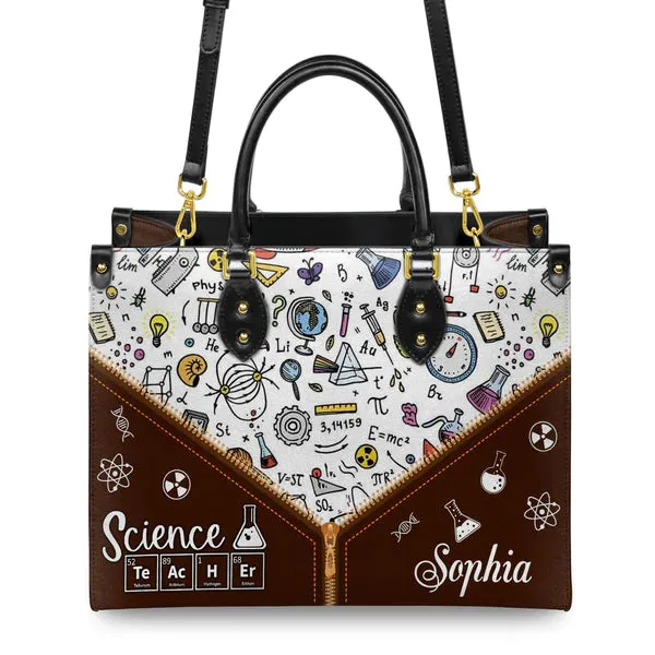 Christianartbag Teacher Bags, Custom Leather Handbags for Teachers, Gift For Teacher, Design Handbag, Science Teacher Chemical Elements Handbag, CAB06281223.