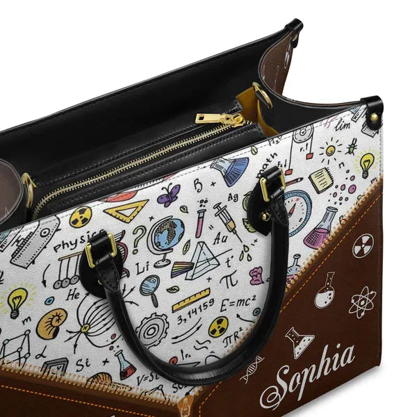 Christianartbag Teacher Bags, Custom Leather Handbags for Teachers, Gift For Teacher, Design Handbag, Science Teacher Chemical Elements Handbag, CAB06281223.