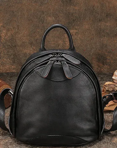 Classic Red Leather Small Rucksack Bag Womens Compact Leather Backpack Ladies Backpack Purse