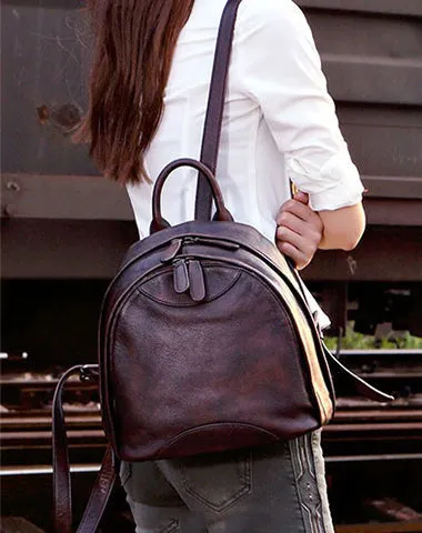 Classic Red Leather Small Rucksack Bag Womens Compact Leather Backpack Ladies Backpack Purse