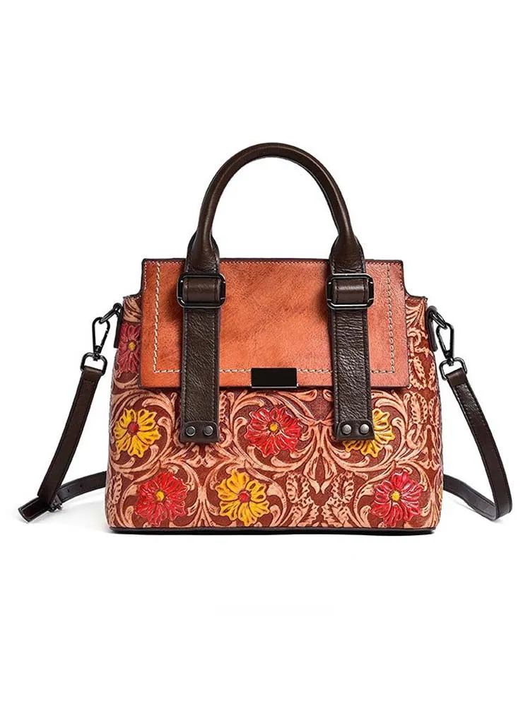 Classy Retro Floral Handstitched Crossbody