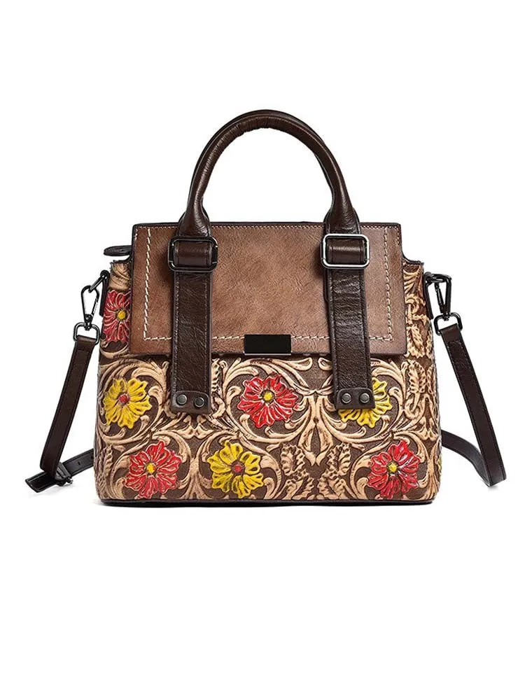 Classy Retro Floral Handstitched Crossbody