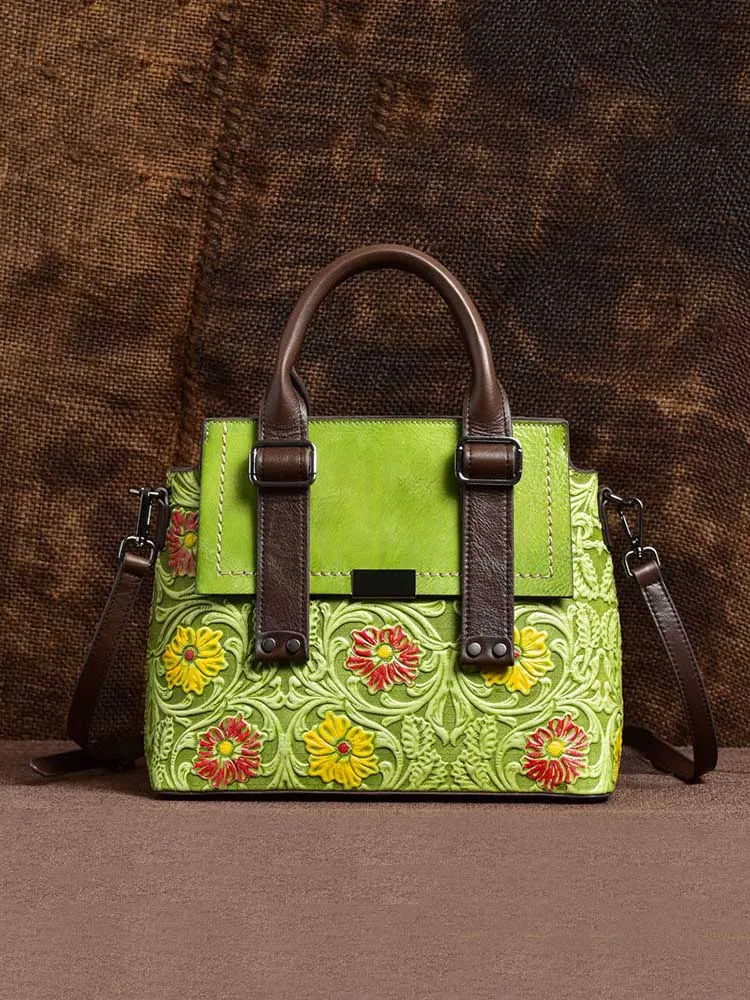 Classy Retro Floral Handstitched Crossbody