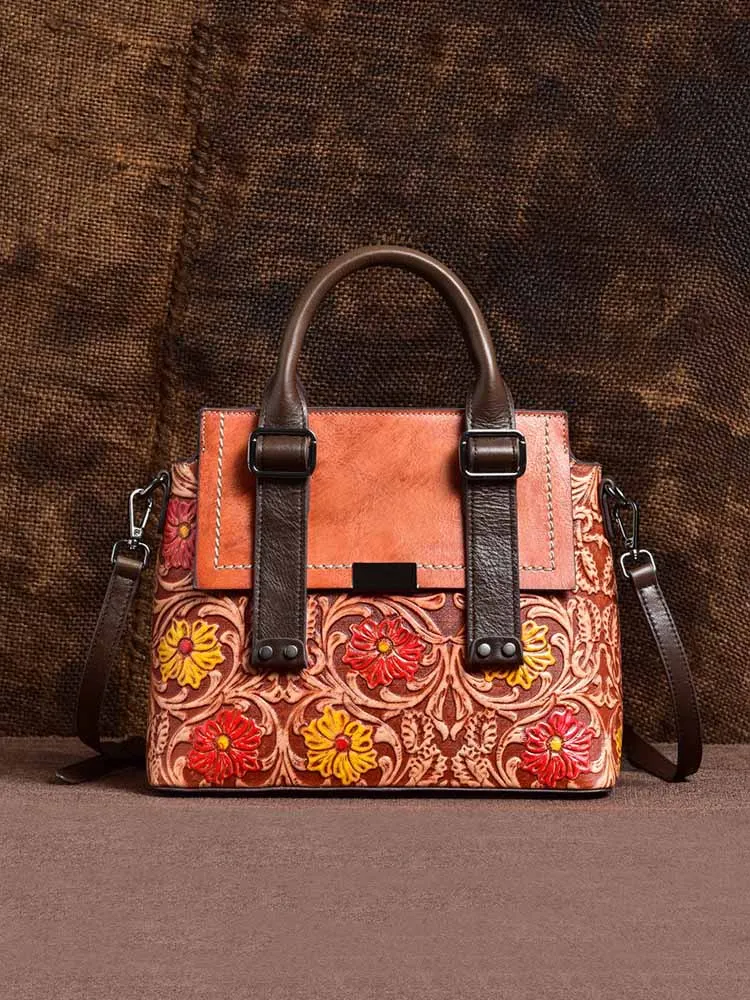 Classy Retro Floral Handstitched Crossbody