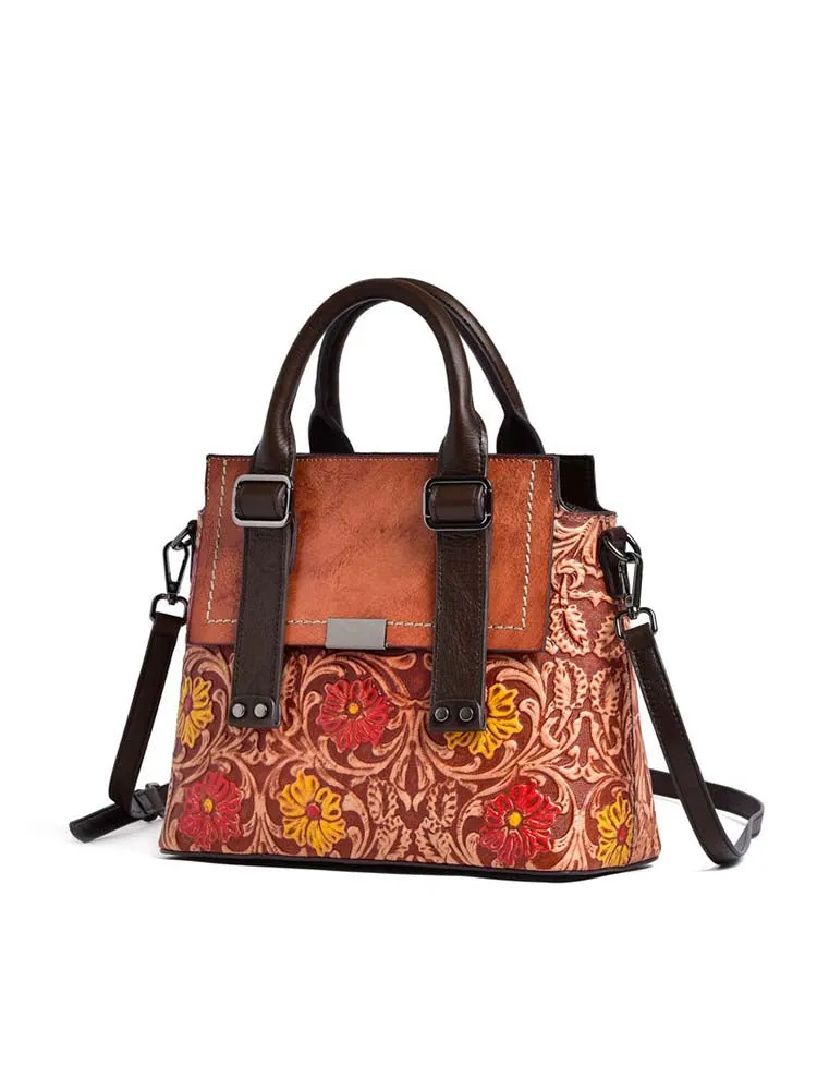 Classy Retro Floral Handstitched Crossbody