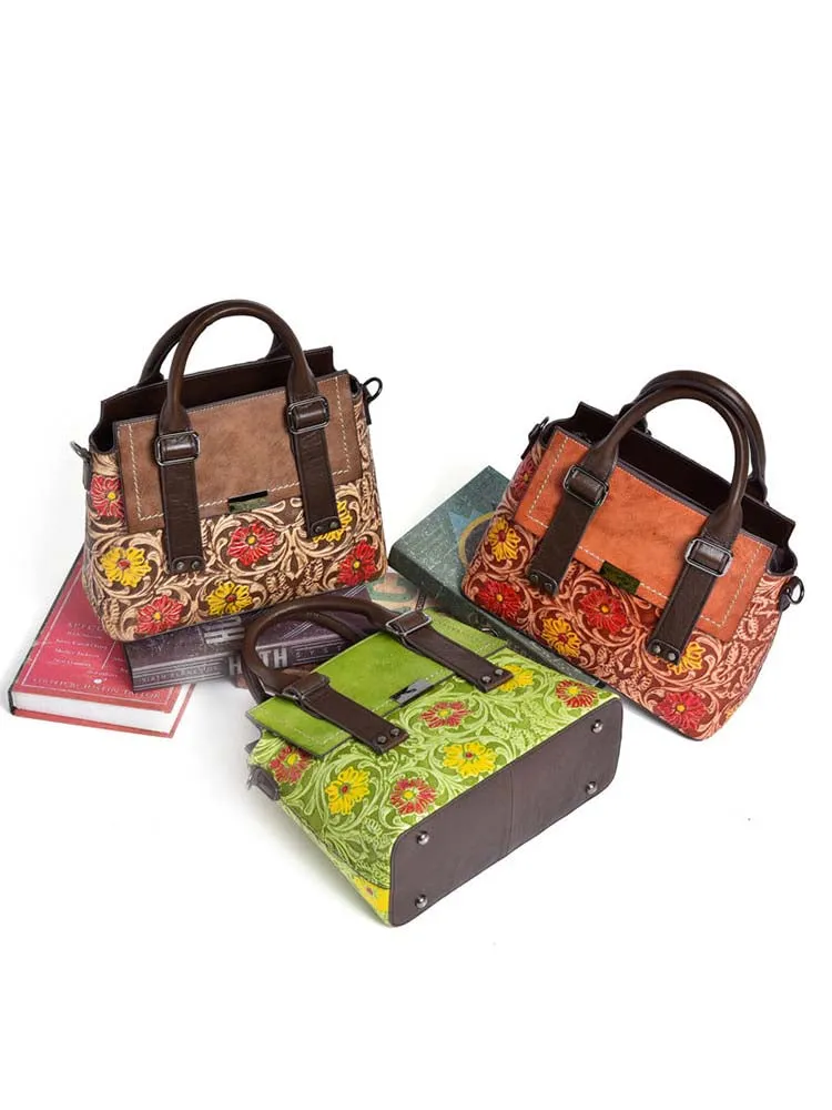 Classy Retro Floral Handstitched Crossbody