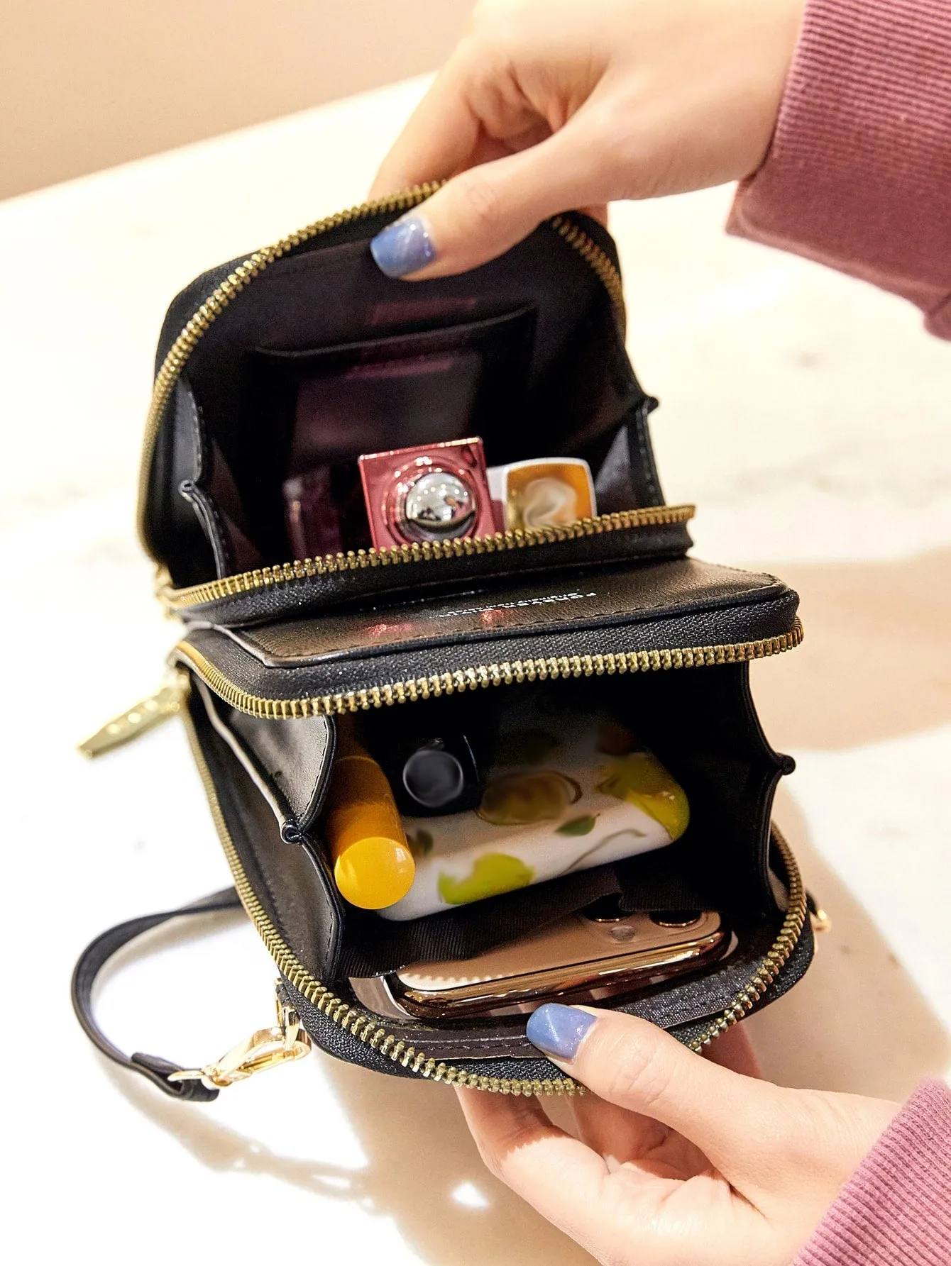 Clear Panel Phone Wallet - Black