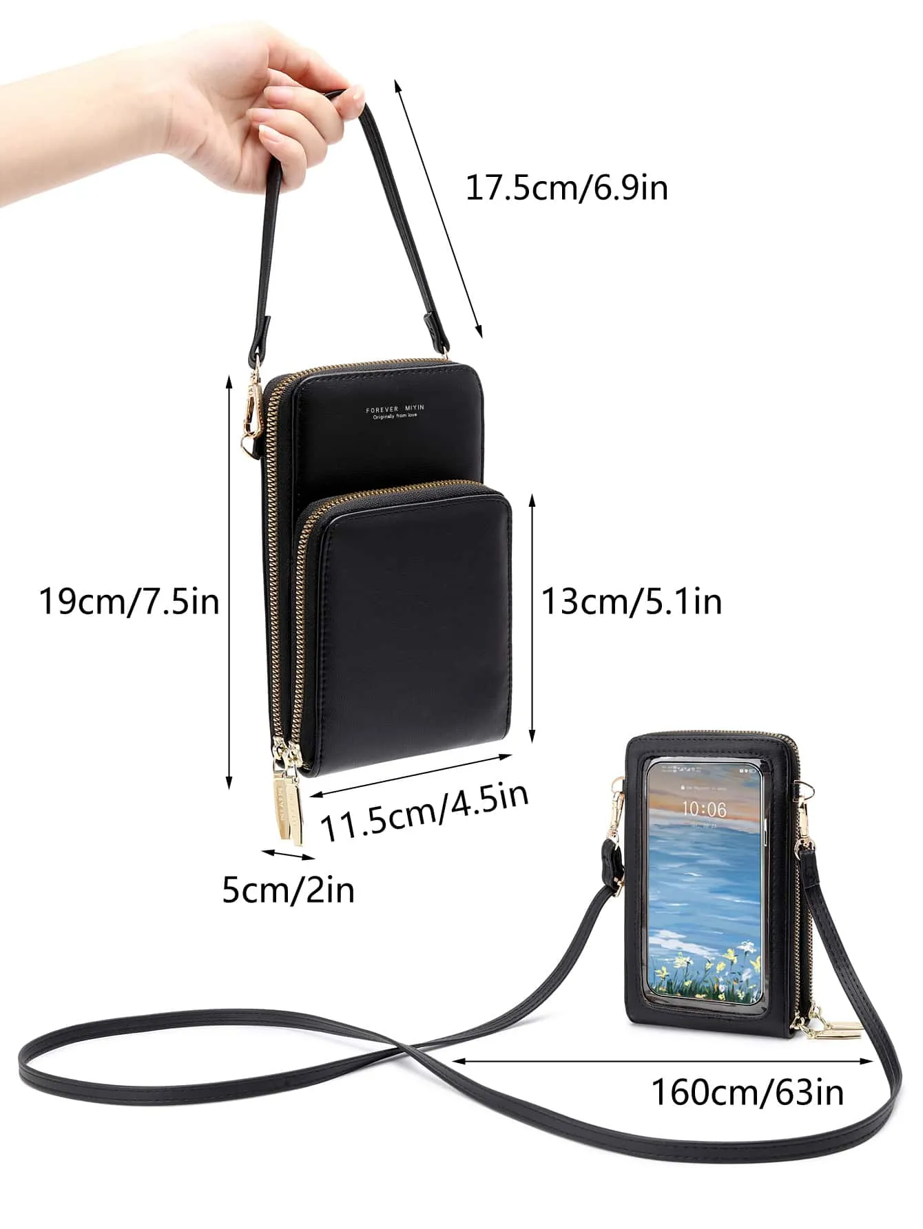 Clear Panel Phone Wallet - Black