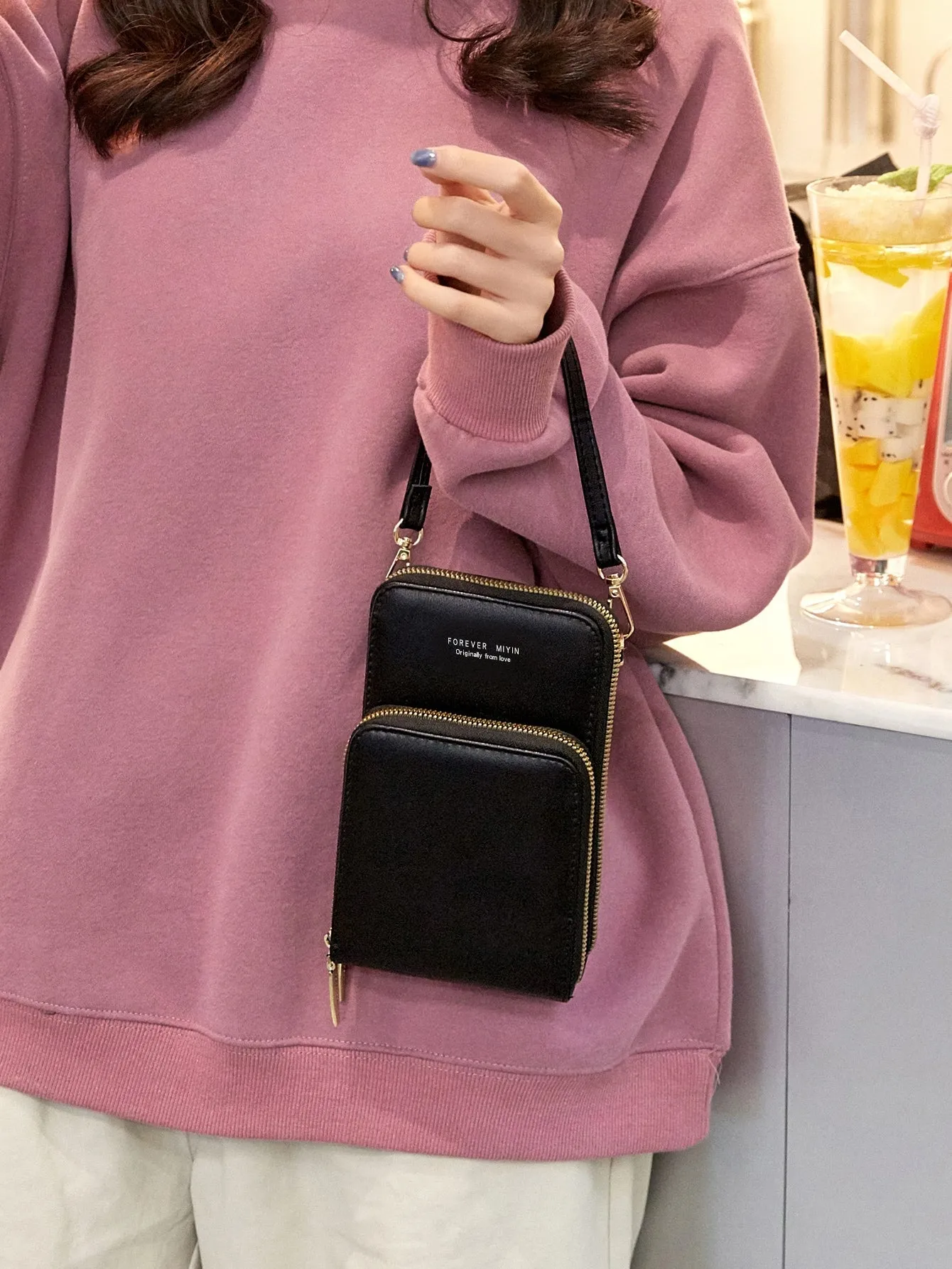 Clear Panel Phone Wallet - Black