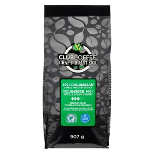 Club Coffee Craft Roasters | 100% Colombian Swiss Water Decaf | Medium Roast Whole Bean Coffee | Case of 4 x 2 Pound Bags