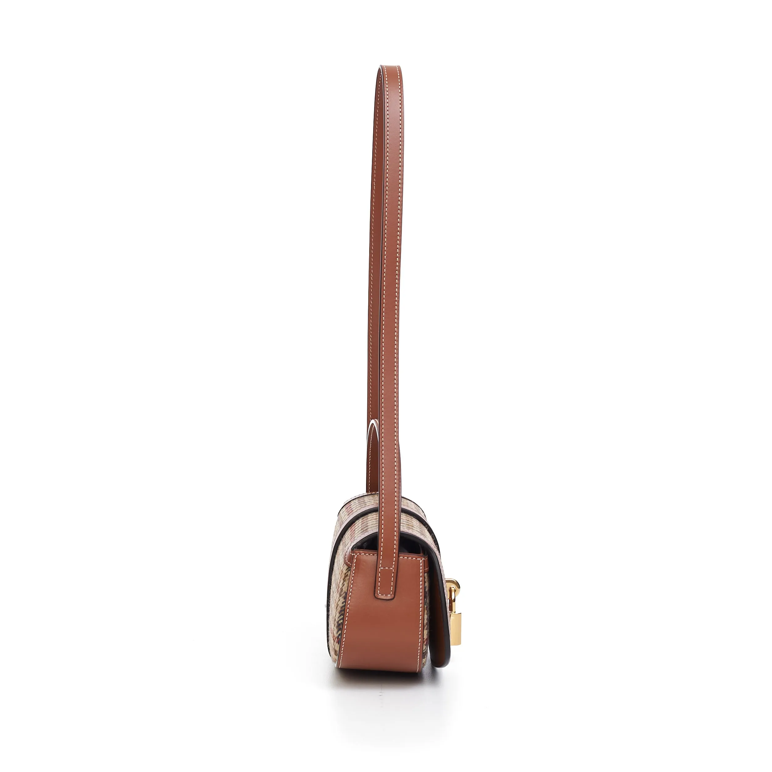 Clutch On Strap Tabou In Multicolor Tweed & Calfskin