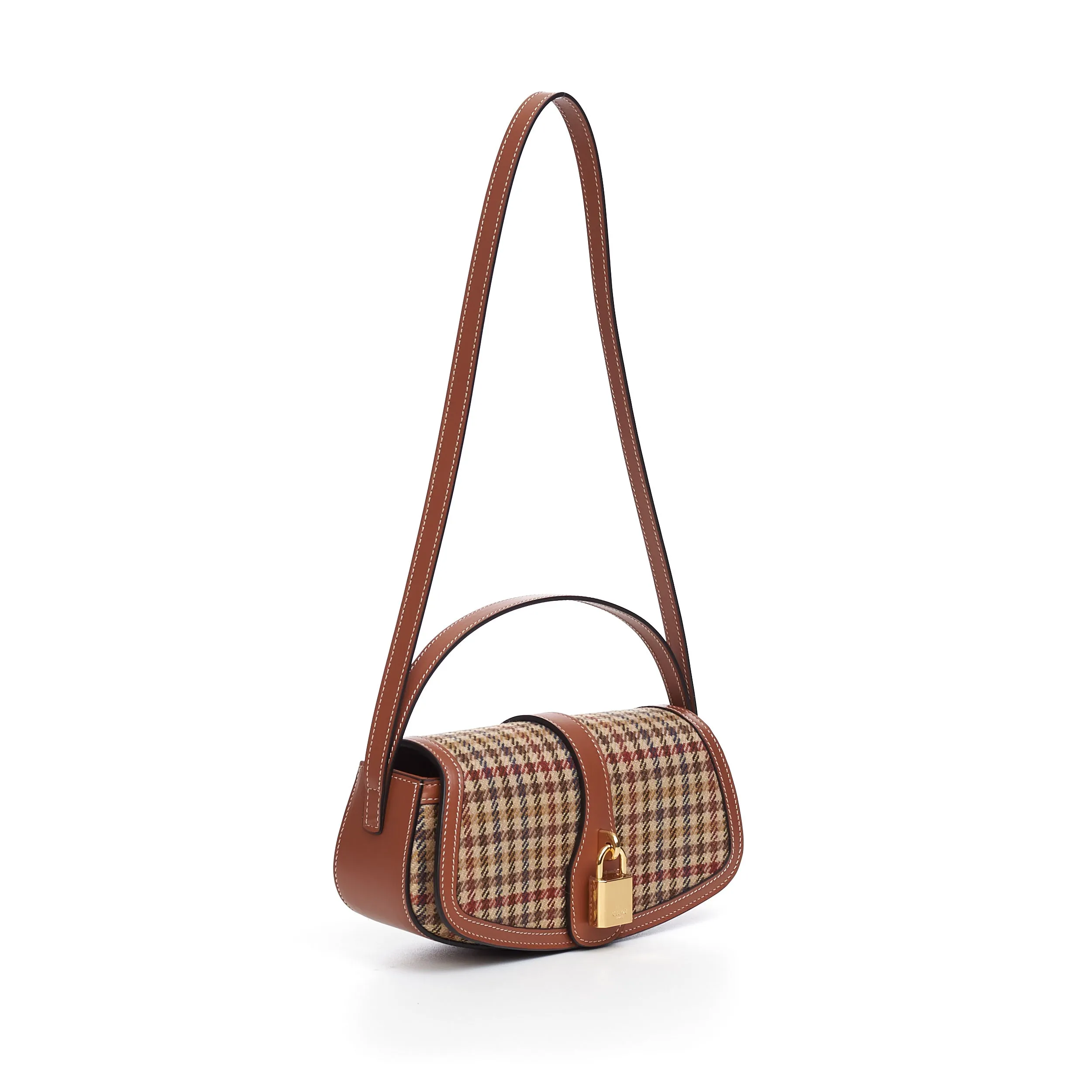 Clutch On Strap Tabou In Multicolor Tweed & Calfskin