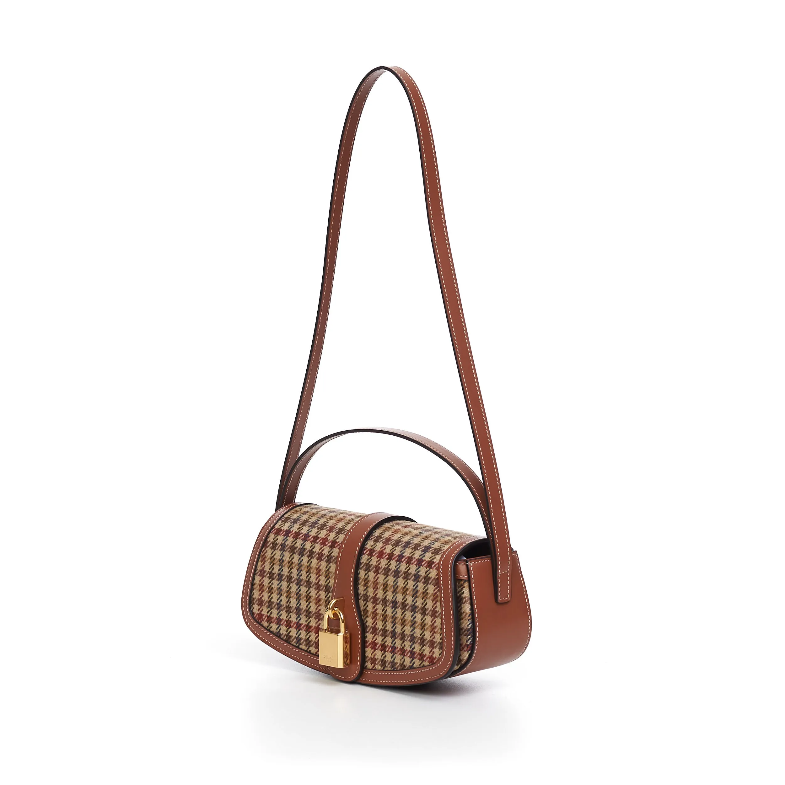 Clutch On Strap Tabou In Multicolor Tweed & Calfskin