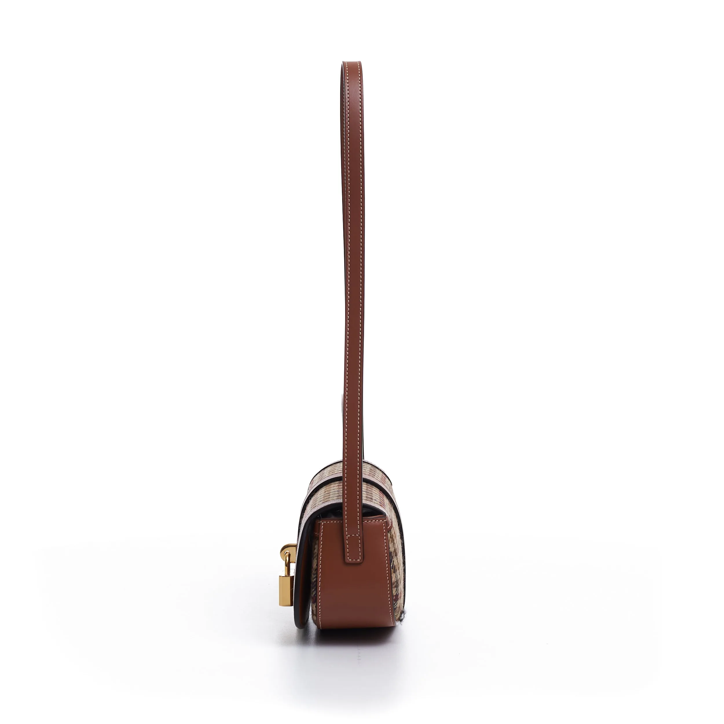 Clutch On Strap Tabou In Multicolor Tweed & Calfskin