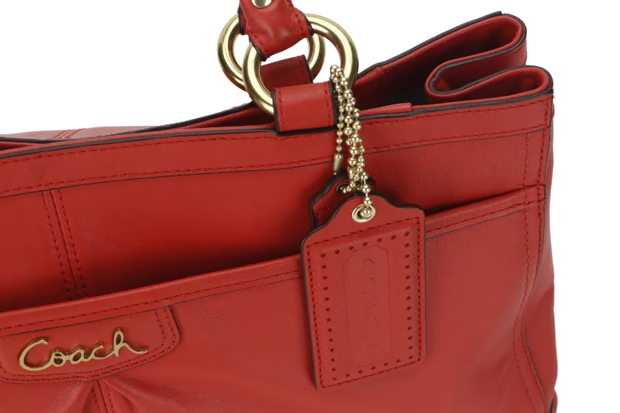 COACH (J1220- F19723) TOTE BAG LARGE ORANGE CALFSKIN GOLD HARDWARE WITH DUST COVER