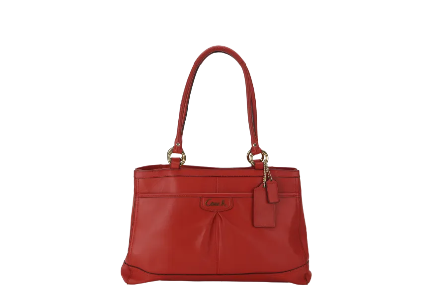 COACH (J1220- F19723) TOTE BAG LARGE ORANGE CALFSKIN GOLD HARDWARE WITH DUST COVER