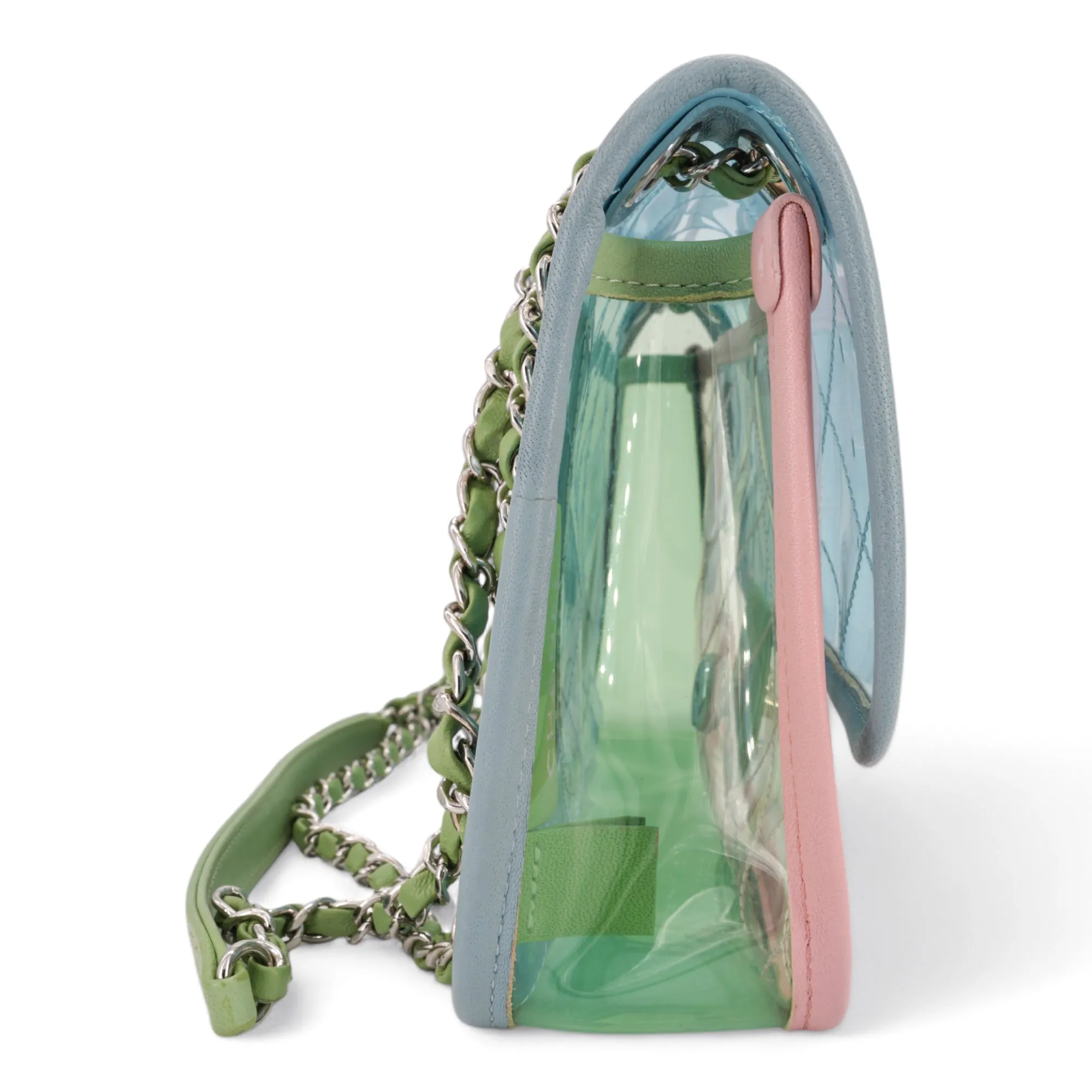 Coco Splash PVC Medium Flap Bag Blue Pink Green