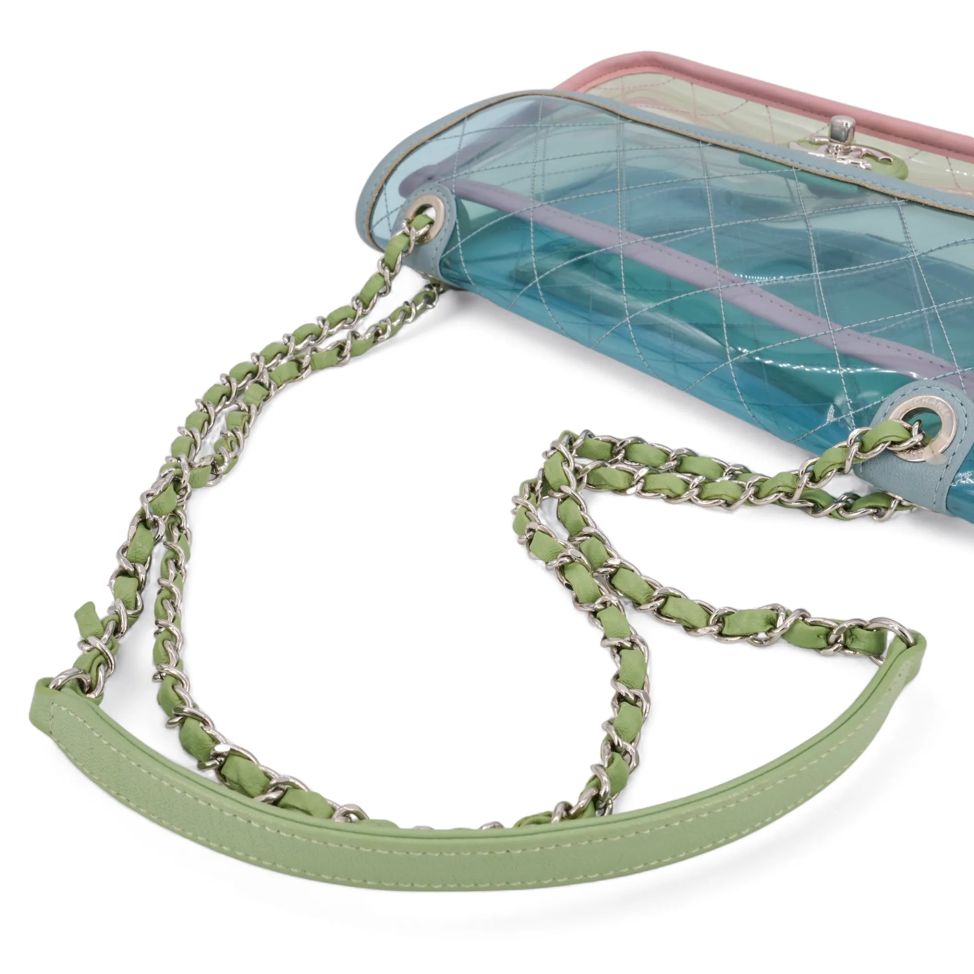 Coco Splash PVC Medium Flap Bag Blue Pink Green