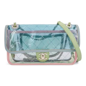 Coco Splash PVC Medium Flap Bag Blue Pink Green