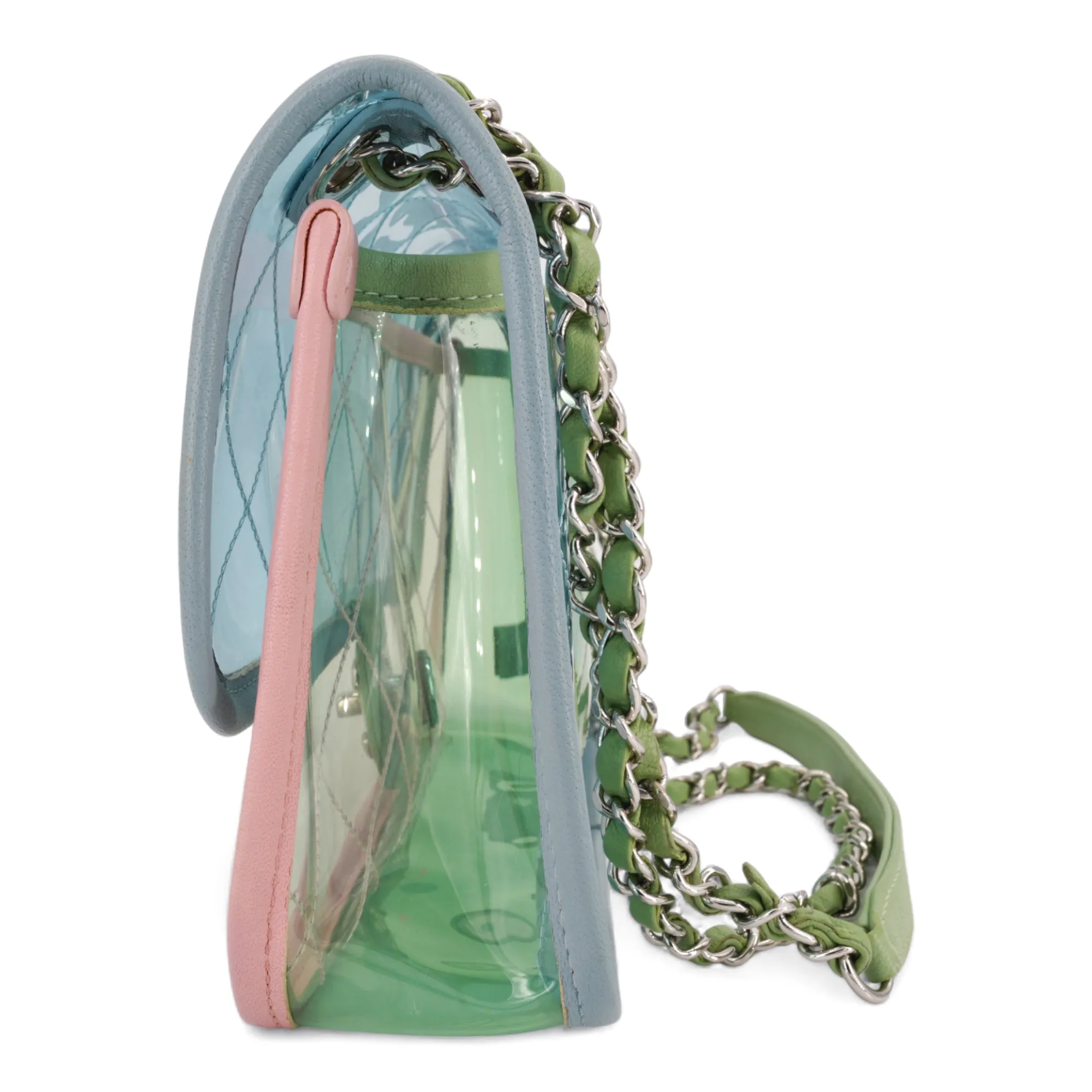 Coco Splash PVC Medium Flap Bag Blue Pink Green