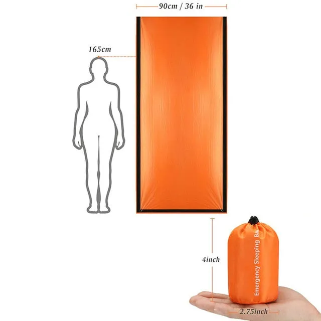 Compact Bivy Sack Emergency Survival Sleeping Bag Portable Waterproof Reusable Thermal Sleeping Bags Mylar Survival Blanket