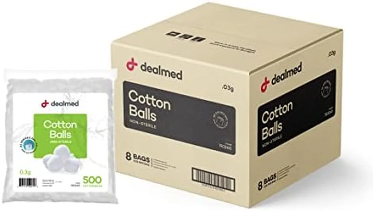 Cotton Balls for Face, Makeup & Nail Polish Remover, Medical Uses, & DIY Crafts | Non-Sterile Bulk Pack | Resealable Zip-Locked Bag | 100% Pure Cotton - Soft, Absorbent, Gentle (500 per Bag)