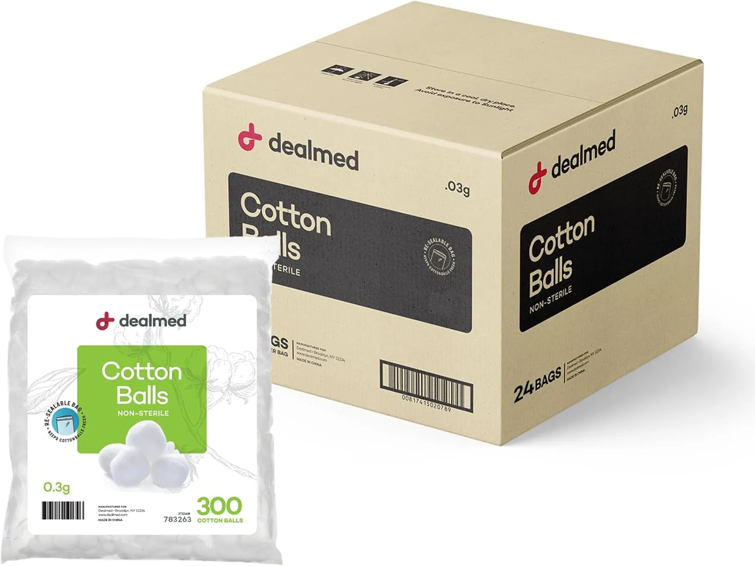 Cotton Balls for Face, Makeup & Nail Polish Remover, Medical Uses, & DIY Crafts | Non-Sterile Bulk Pack | Resealable Zip-Locked Bag | 100% Pure Cotton - Soft, Absorbent, Gentle (500 per Bag)