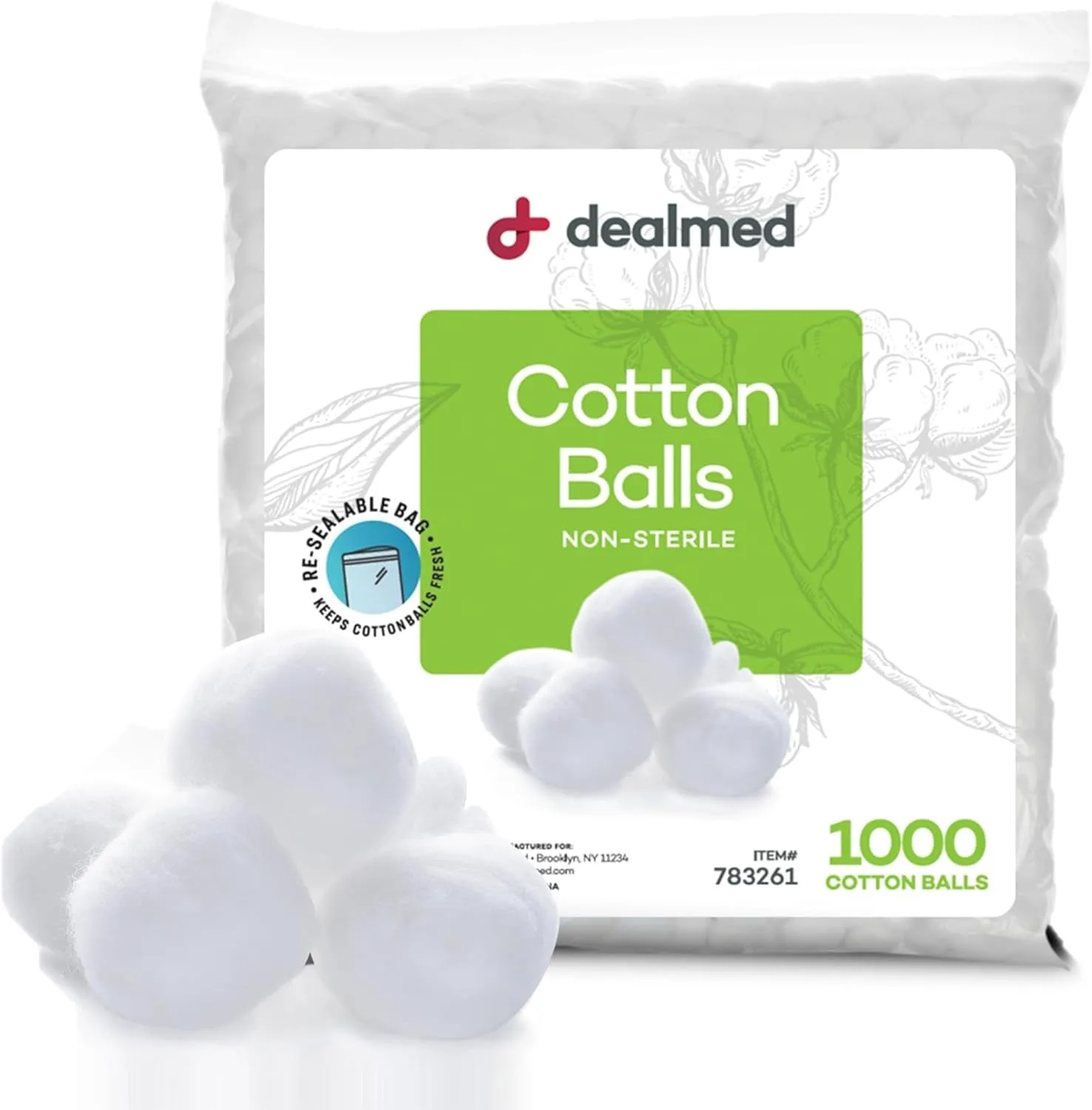 Cotton Balls for Face, Makeup & Nail Polish Remover, Medical Uses, & DIY Crafts | Non-Sterile Bulk Pack | Resealable Zip-Locked Bag | 100% Pure Cotton - Soft, Absorbent, Gentle (500 per Bag)