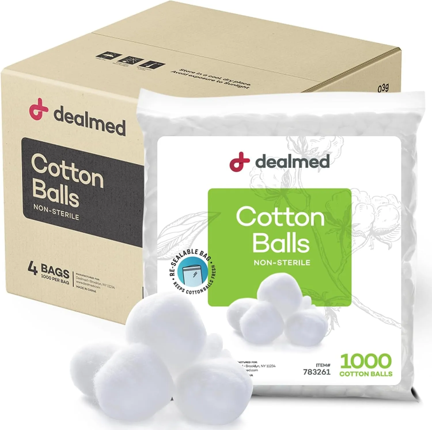 Cotton Balls for Face, Makeup & Nail Polish Remover, Medical Uses, & DIY Crafts | Non-Sterile Bulk Pack | Resealable Zip-Locked Bag | 100% Pure Cotton - Soft, Absorbent, Gentle (500 per Bag)
