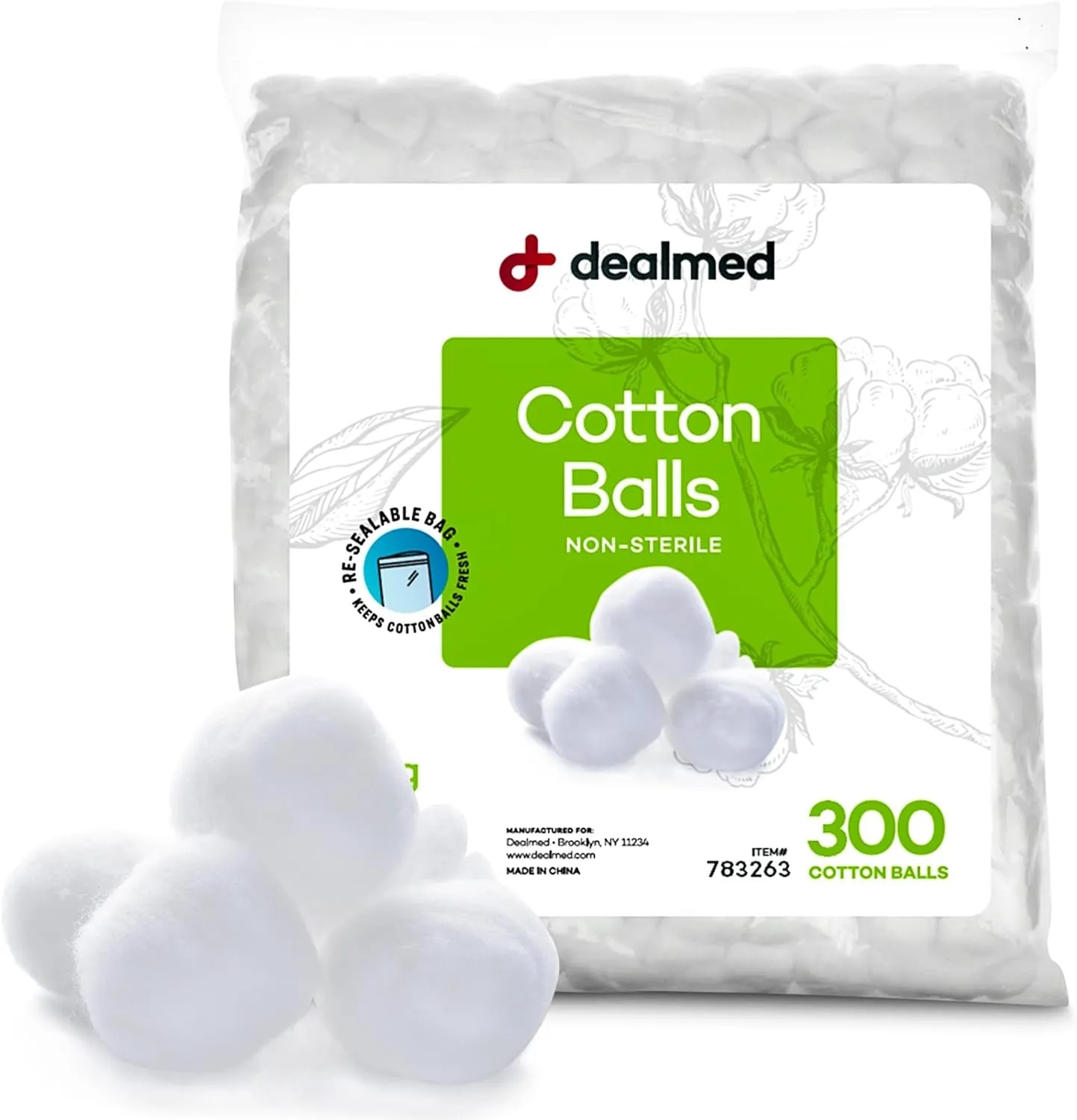 Cotton Balls for Face, Makeup & Nail Polish Remover, Medical Uses, & DIY Crafts | Non-Sterile Bulk Pack | Resealable Zip-Locked Bag | 100% Pure Cotton - Soft, Absorbent, Gentle (500 per Bag)