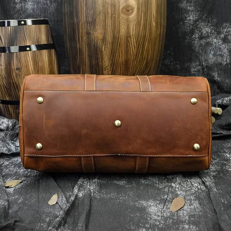 Crazy Horse Leather Men’s Travel Bag Duffle for Women & Men