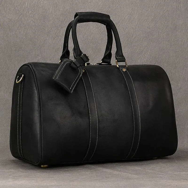Crazy Horse Leather Men’s Travel Bag Duffle for Women & Men