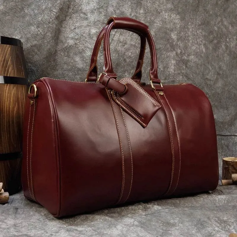 Crazy Horse Leather Men’s Travel Bag Duffle for Women & Men