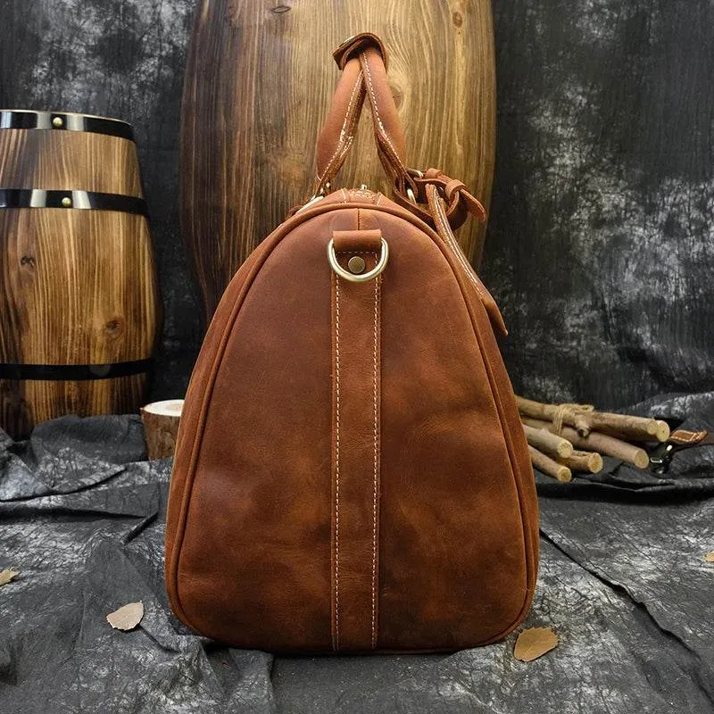 Crazy Horse Leather Men’s Travel Bag Duffle for Women & Men