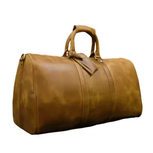Crazy Horse Leather Men’s Travel Bag Duffle for Women & Men