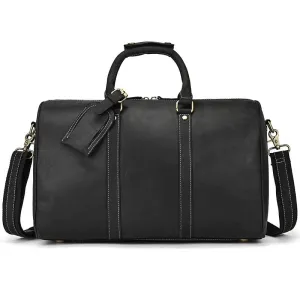 Crazy Horse Leather Men’s Travel Duffle Bag Retro Cowhide