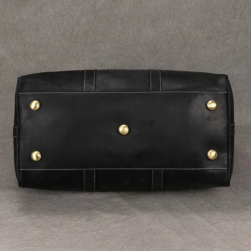 Crazy Horse Leather Men’s Travel Duffle Bag Retro Cowhide