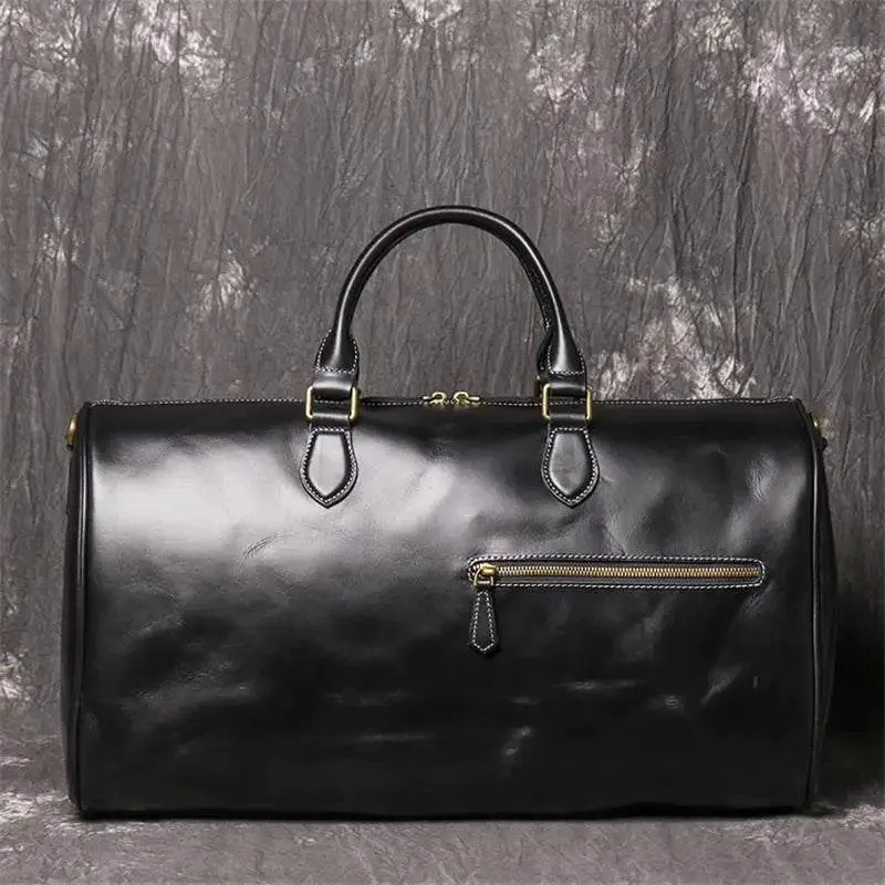 Crazy Horse Leather Travel Bag – Large Duffle for Men