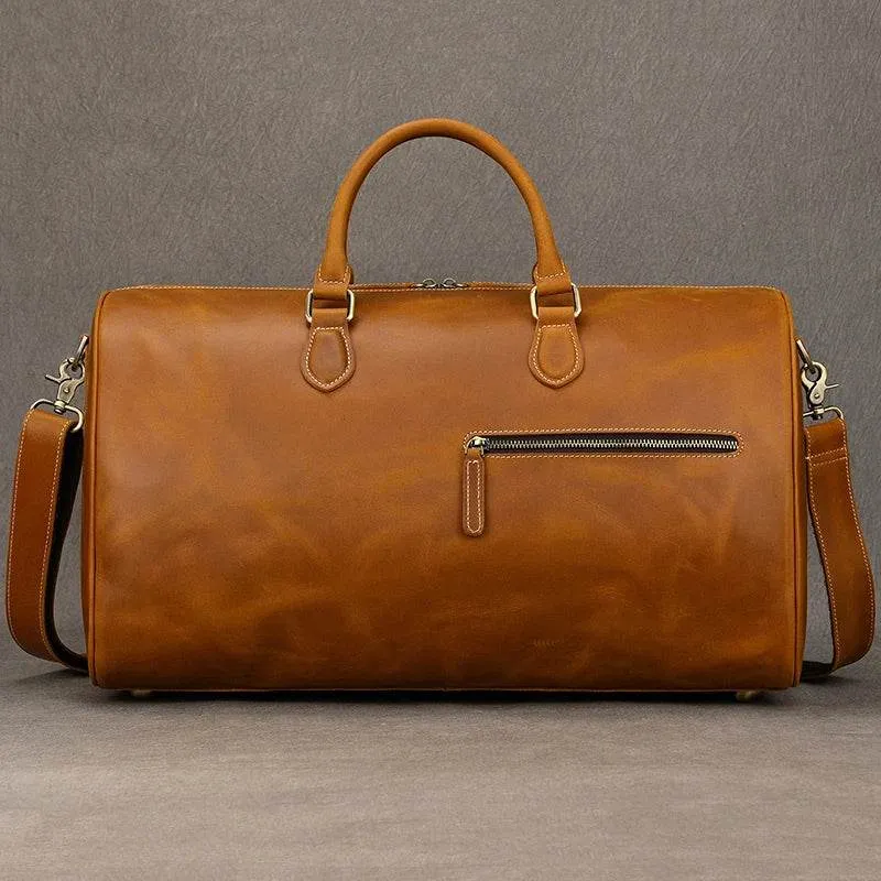 Crazy Horse Leather Travel Bag – Large Duffle for Men