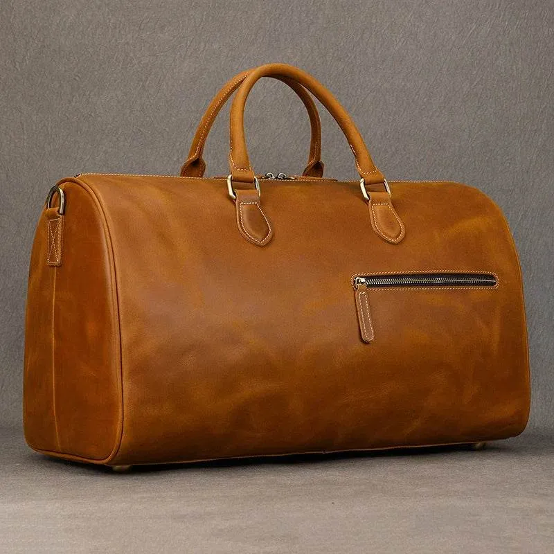 Crazy Horse Leather Travel Bag – Large Duffle for Men