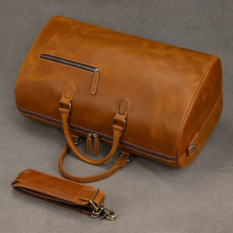 Crazy Horse Leather Travel Bag – Large Duffle for Men