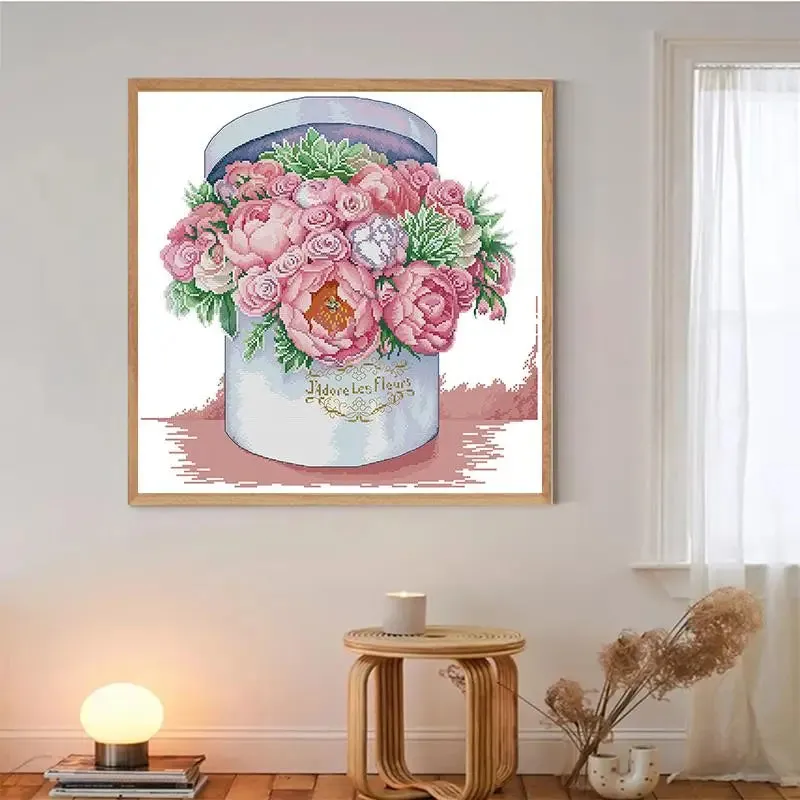 Cross Stitch Small Flowers Bucket