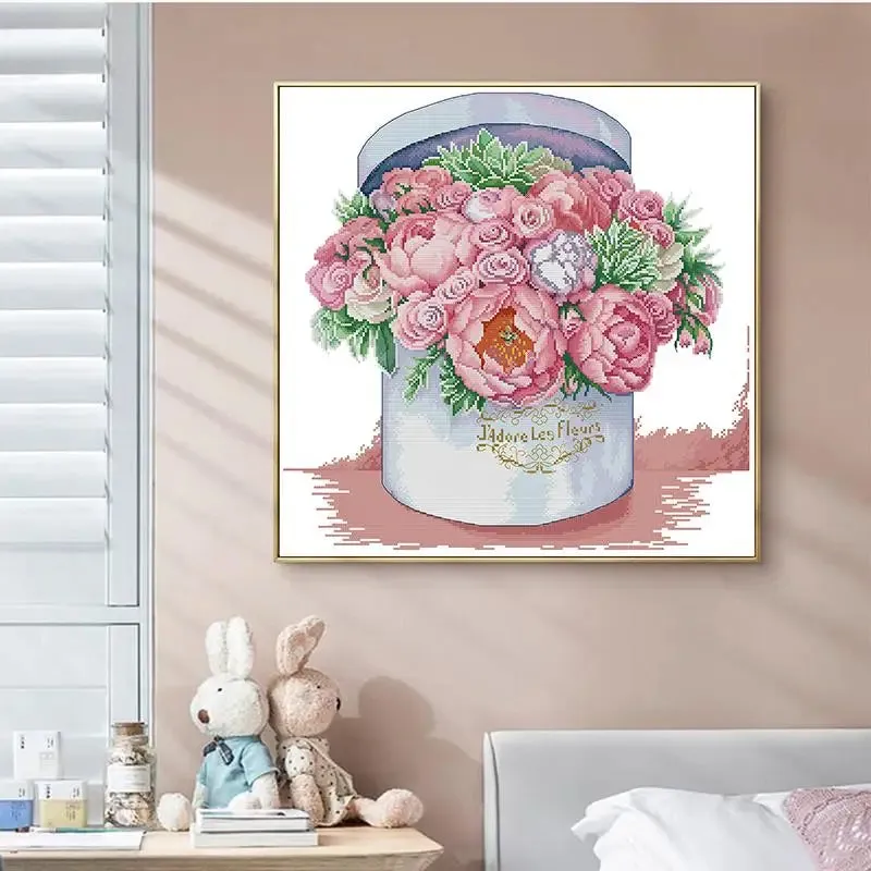 Cross Stitch Small Flowers Bucket