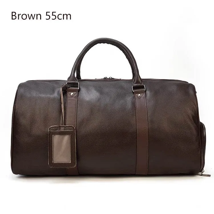Custom Name Leather Duffel Bag Men’s Weekender Travel Bag