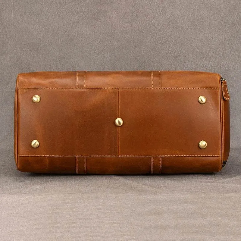 Custom Name Leather Duffel Bag Men’s Weekender Travel Bag