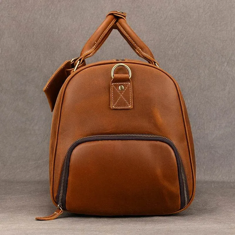 Custom Name Leather Duffel Bag Men’s Weekender Travel Bag